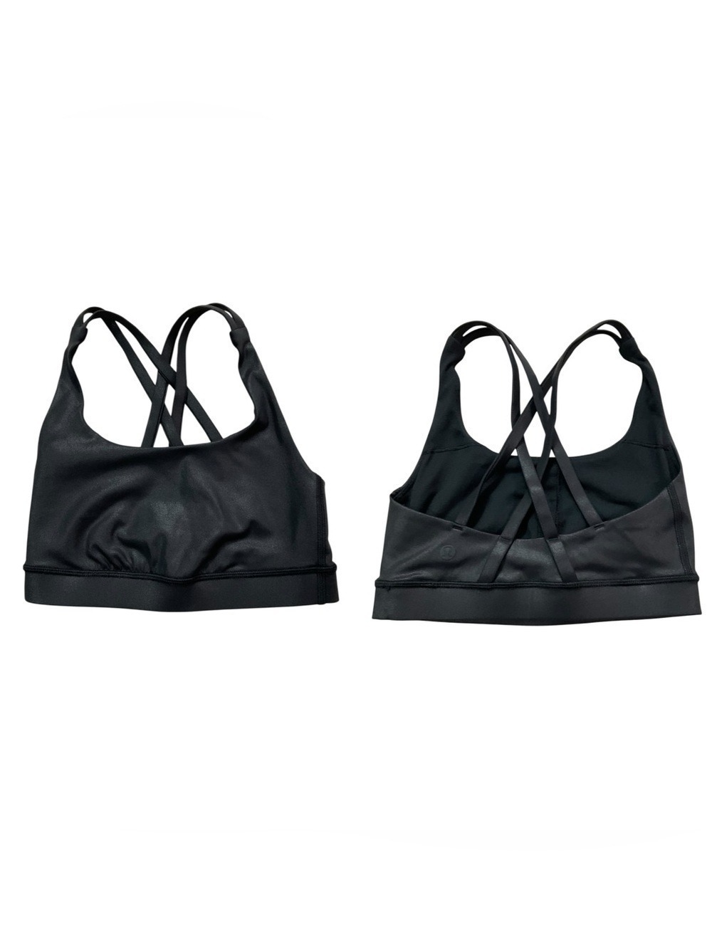 Lululemon Energy Bra Shine Matte Black Foil Medium Support B–D Cups Size 2